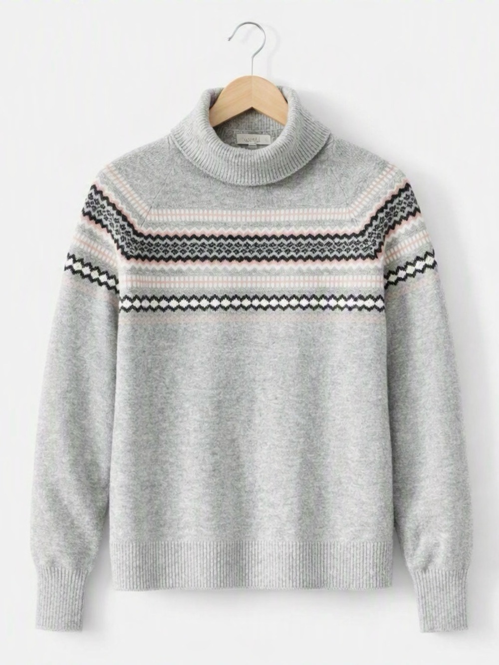 Loft Faire Isle Gray Cowl Neck Sweater